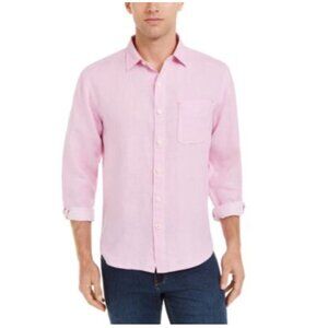 Tommy Bahama Mens XL Pink Linen Long-sleeve  Shirt Button Front summer preppy